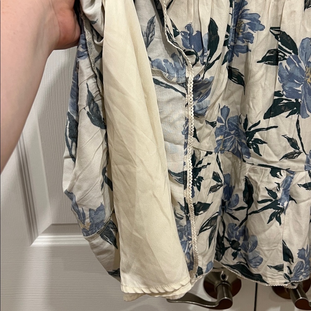 Abercrombie & Fitch Floral V-Neck Bohemian Mini Dress Womens Size XL - Picture 5 of 8